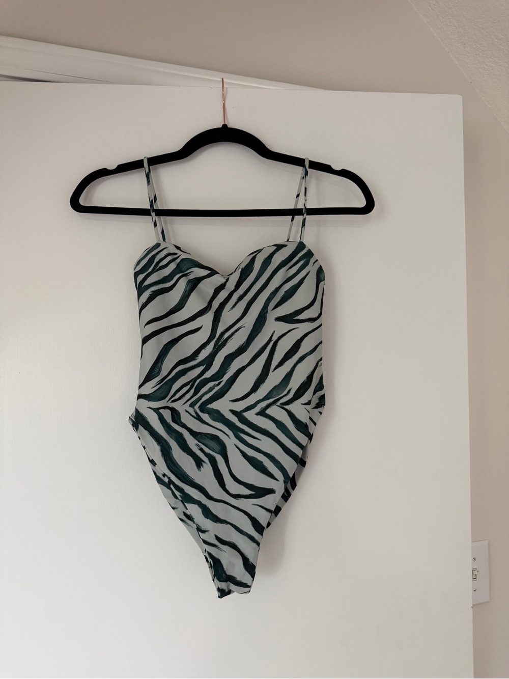 Stone Fox Swim Green and White Zebra-Print One-Piece Swimsuit